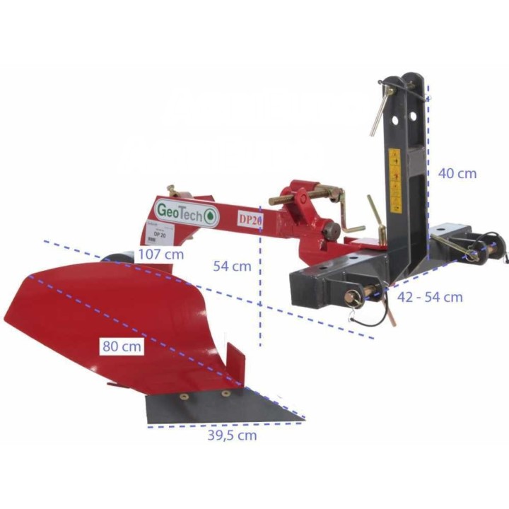 GeoTech DP20 yksiteräinen aura, kolmipistekiinnitys, 39,5 cm
