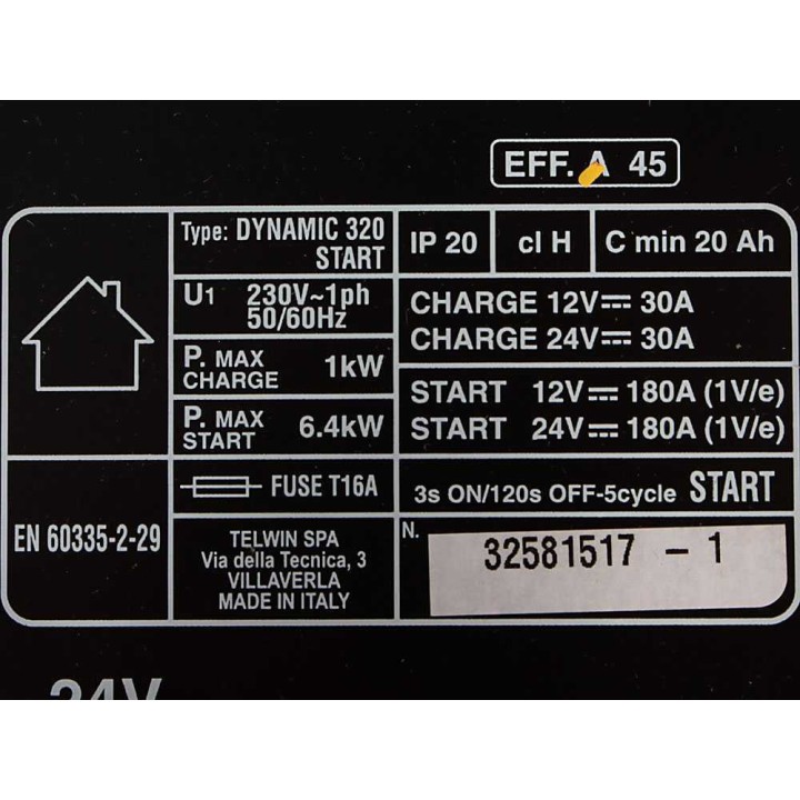 Telwin Dynamic 320 Start -autolaturi ja käynnistyslaite, 12/24 V