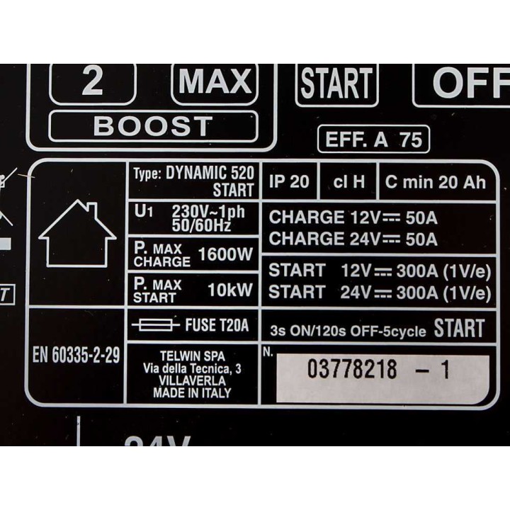 Telwin Dynamic 520 Start akkulaturi ja käynnistyslaite, 12–24 V, 400 A
