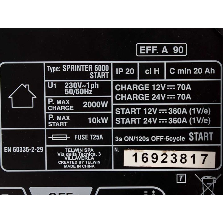 Telwin Sprinter 6000 Start akkulaturi ja käynnistin, 12–24 V, 570 A