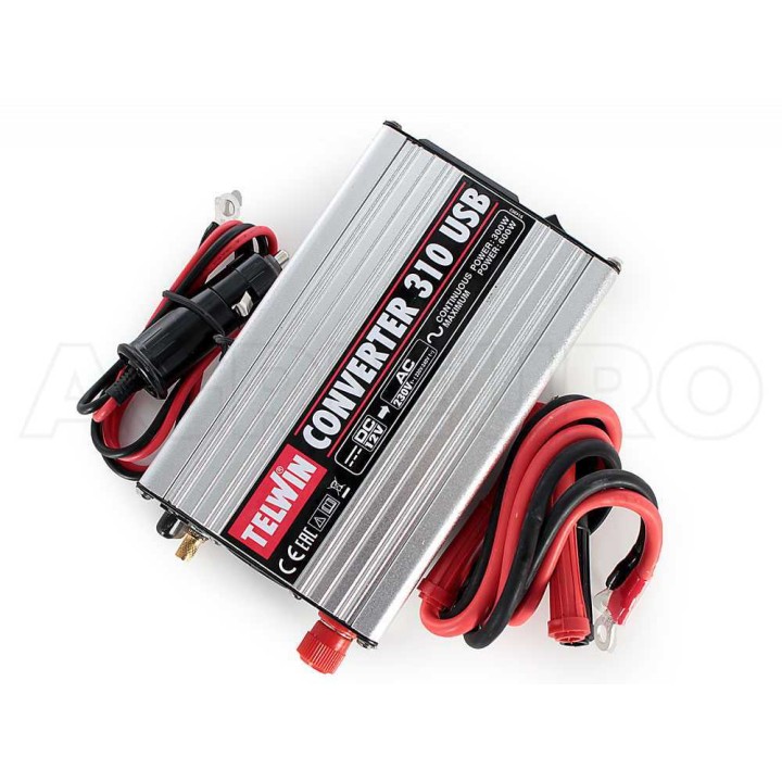 Telwin Converter 310 USB -invertteri, 300 W, 12 V / 230 V, 2 USB-porttia