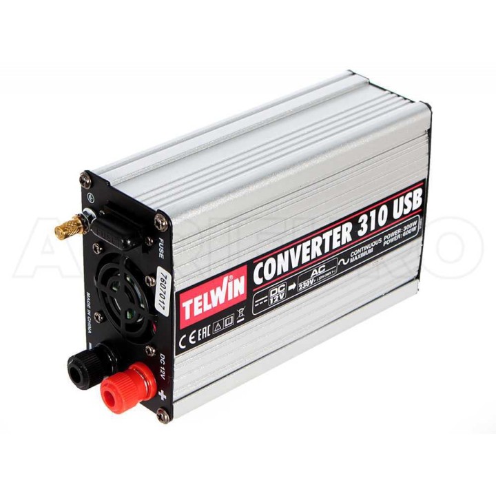 Telwin Converter 310 USB -invertteri, 300 W, 12 V / 230 V, 2 USB-porttia