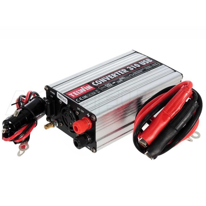 Telwin Converter 310 USB -invertteri, 300 W, 12 V / 230 V, 2 USB-porttia