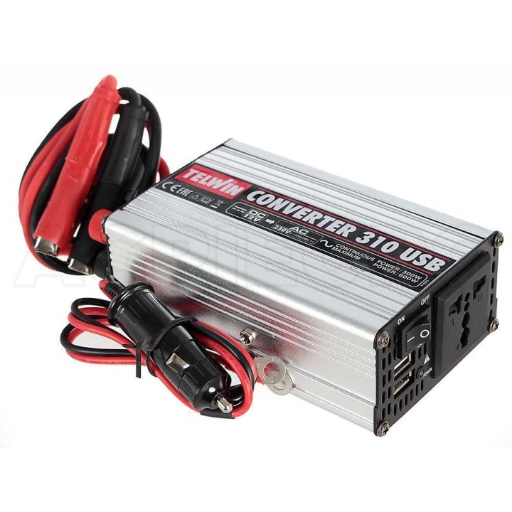 Telwin Converter 310 USB -invertteri, 300 W, 12 V / 230 V, 2 USB-porttia