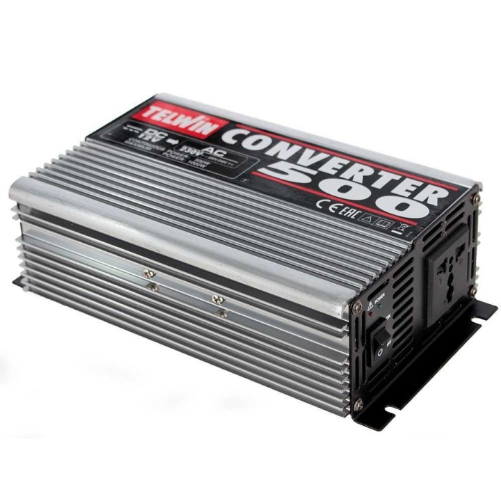 Telwin Converter 500 virtamuunnin, 500 W, 12 V DC – 230 V AC