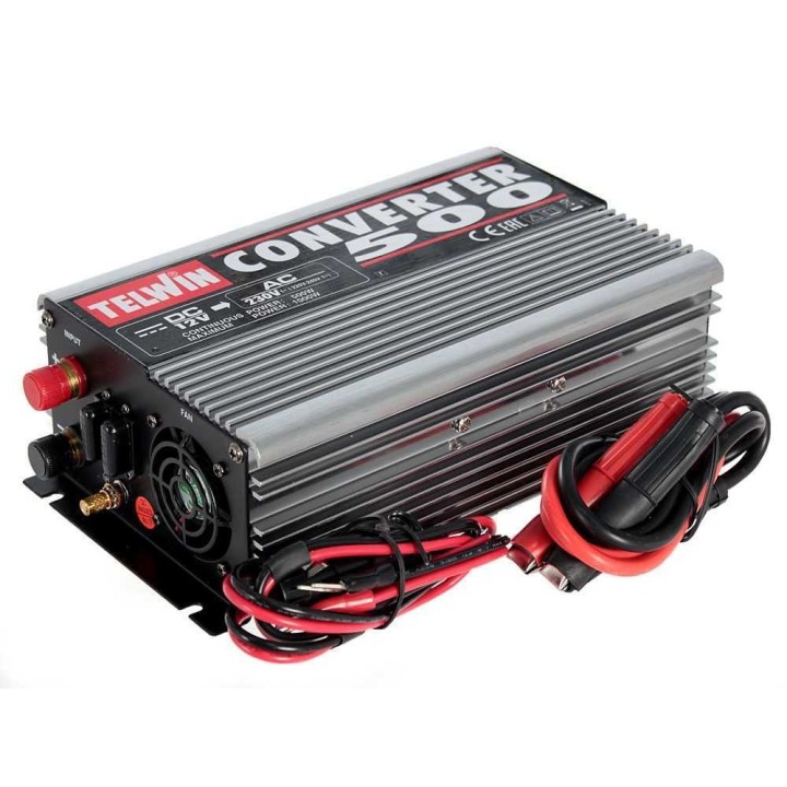 Telwin Converter 500 virtamuunnin, 500 W, 12 V DC – 230 V AC