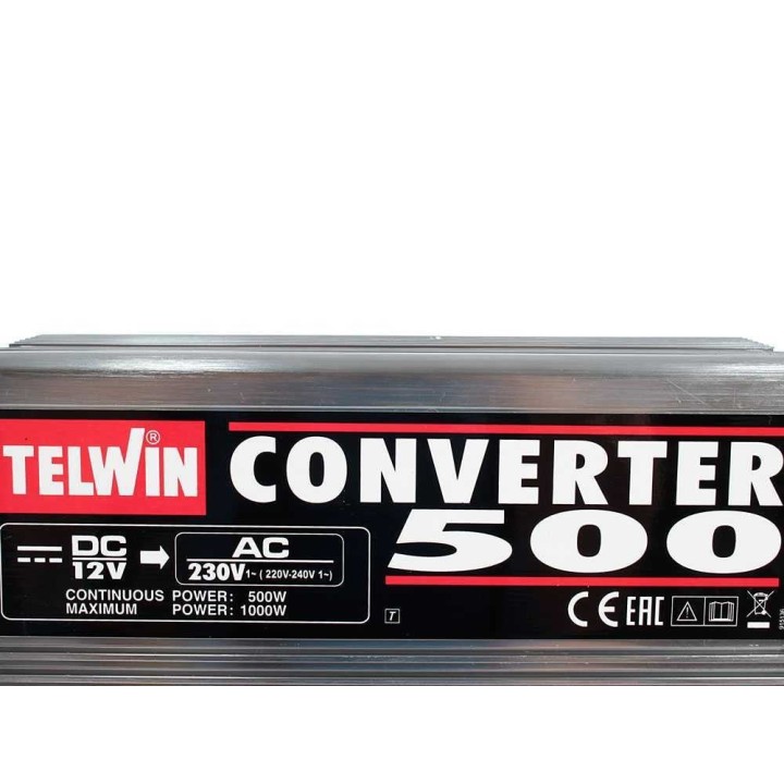 Telwin Converter 500 virtamuunnin, 500 W, 12 V DC – 230 V AC