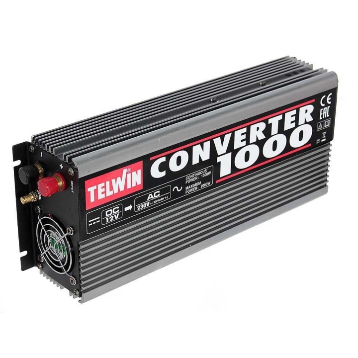 Telwin Converter 1000 virtamuunnin, 1 000 W, 12 V DC / 230 V AC