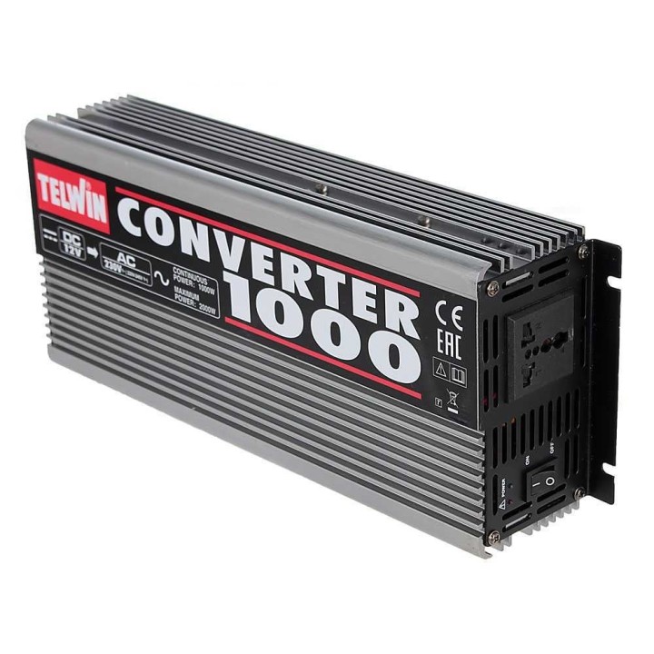 Telwin Converter 1000 virtamuunnin, 1 000 W, 12 V DC / 230 V AC