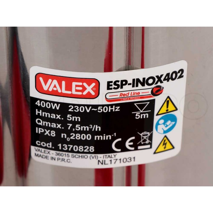 Valex ESP-INOX402 uppopumppu likavedelle, 400 W, 230 V, 7 500 l/h