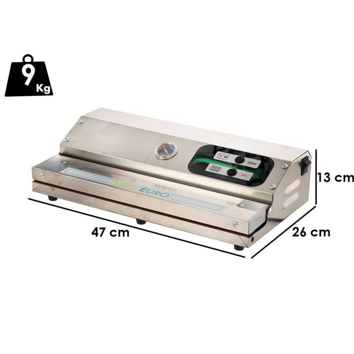 BIG Euro 460 INOX vakuumipakkauskone, 47 cm, 150 W, vakuumimittari