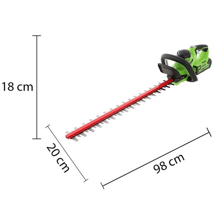 Greenworks G40HT akkukäyttöinen pensasleikkuri, 40 V, 61 cm, akku ja laturi