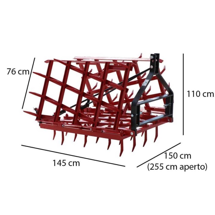 EPP50 raskaan sarjan kiinteähampainen äes, 50 hammasta, 250 cm