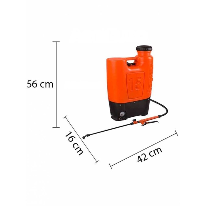 Stocker 247 akkukäyttöinen reppuruisku, 15 l, 5 bar, 12 V 10 Ah