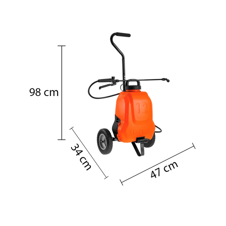Stocker 1239 akkukäyttöinen reppuruisku, 12 l, 12 V, selkä- ja kuljetustoiminto