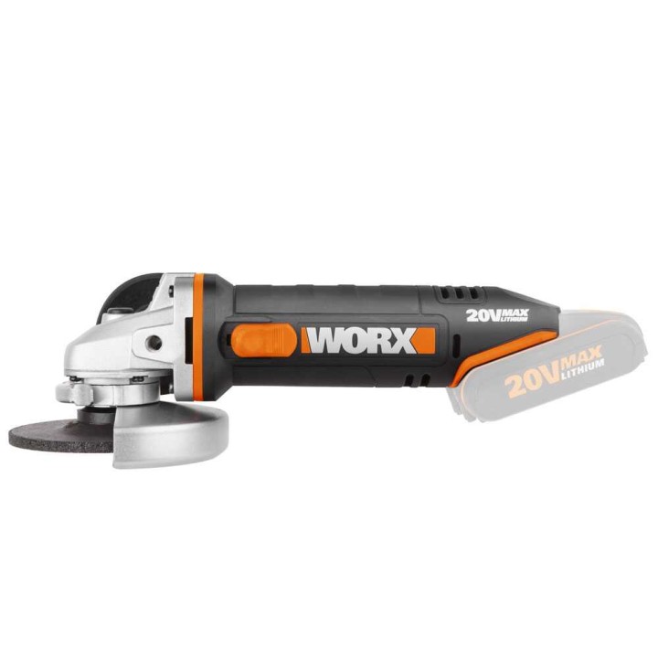 Worx WX800.9 akkukäyttöinen kulmahiomakone, 115 mm, 20 V, ilman akkua ja laturia