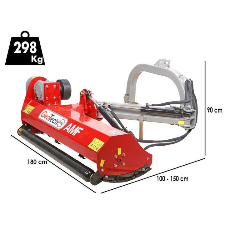 GeoTech Pro AMF165 sivuvarsikäyttöinen reunamurskain traktoriin, 165 cm, 40–45 HP