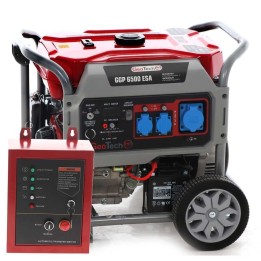 GeoTech Pro GGP 6500 ESA bensiinikäyttöinen generaattori 5 kW AVR ja ATS