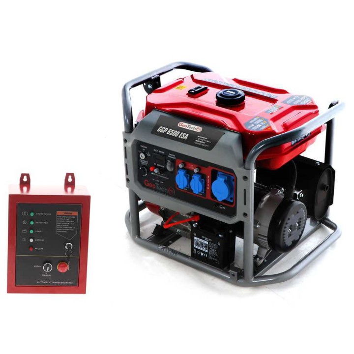 GeoTech Pro GGP 6500 ESA bensiinikäyttöinen generaattori, 5 kW, AVR ja ATS