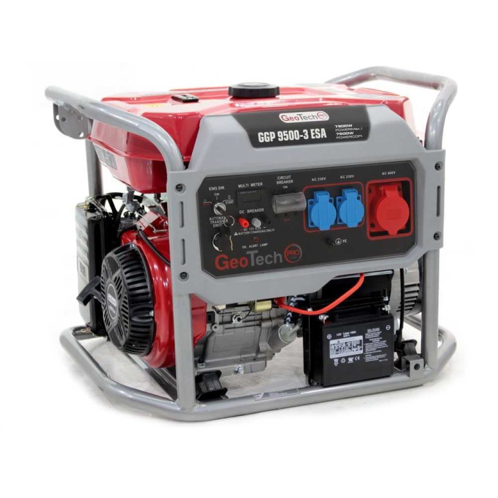GeoTech Pro GGP 9500-3 ESA bensiinikäyttöinen generaattori, 7,5 kW, AVR, sähkökäynnistys