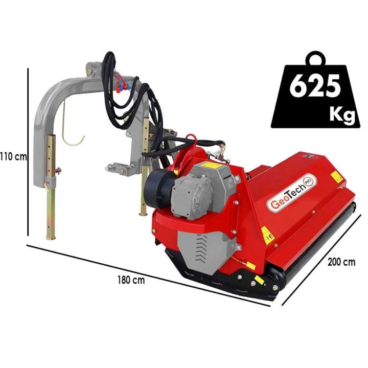 GeoTech Pro HAMF 160 reunamurskain traktorille, hydraulinen sivusiirto, 160 cm