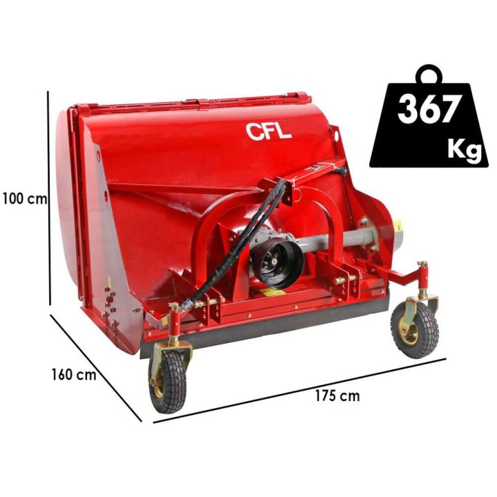 GeoTech Pro CFL160 traktorimurskain keruusäiliöllä, 160 cm, 35–40 HP