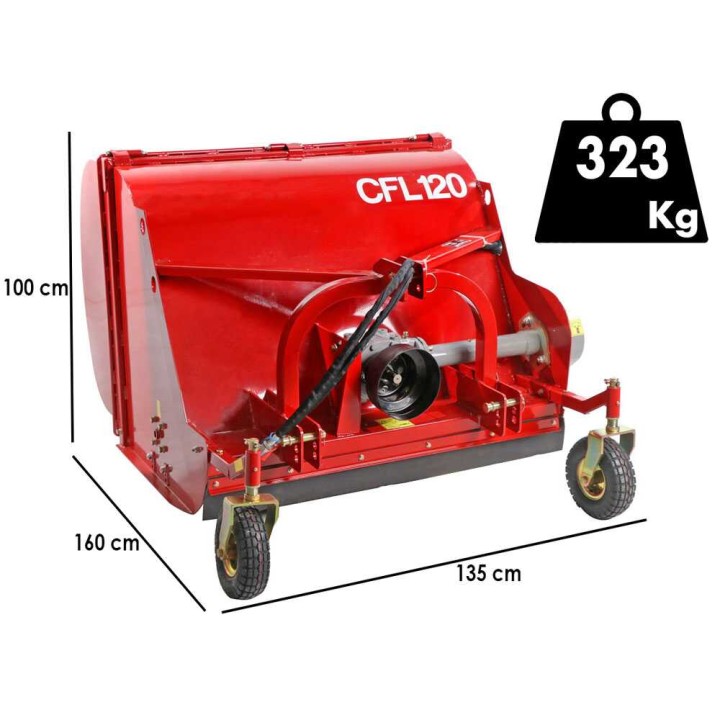 GeoTech Pro CFL120 traktorimurskain keruusäiliöllä, 120 cm, 30–35 HP