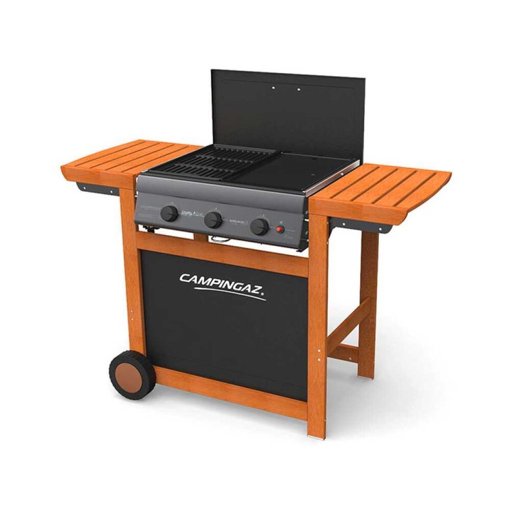 Campingaz Adelaide 3 Woody Dualgas -kaasugrilli, 3 poltinta, 14 kW, nestekaasu tai metaani