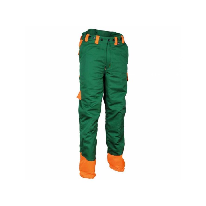 CHAIN STOP moottorisahan suojahousut XXL, suojausluokka 1, vihreä/oranssi