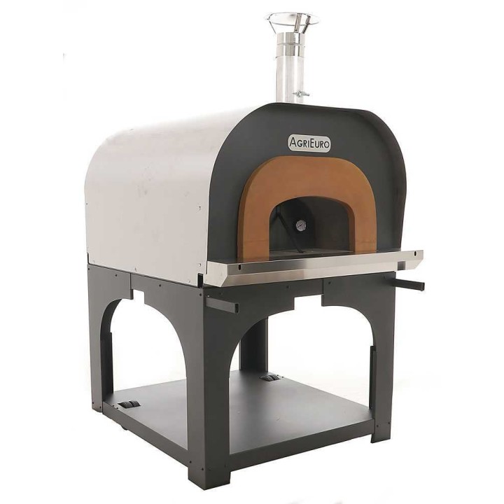 Cibus INOX Ø100 puulämmitteinen ulkouuni, 6 pizzaa, ruostumaton teräs
