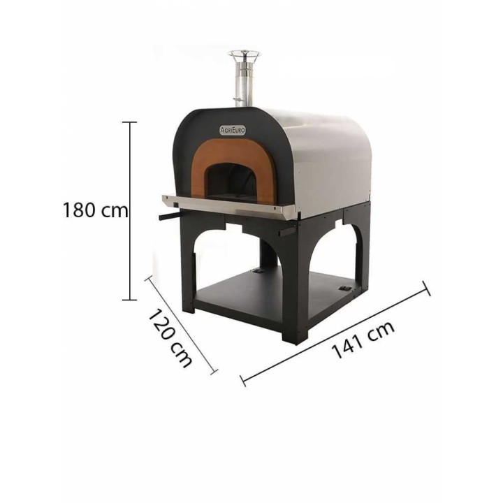 Cibus INOX Ø100 puulämmitteinen ulkouuni, 6 pizzaa, ruostumaton teräs