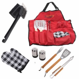 BBQ esiliinasetti tarvikkeilla ja grilliharjalla 3 toimintoa