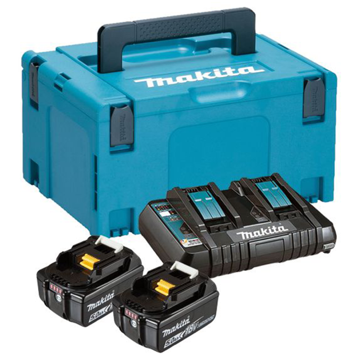 Makita laturi 2 akkua 18 V 5 Ah säilytyslaukku