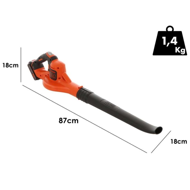 Black & Decker GWC1820PC-QW akkulehtipuhallin, 18 V, 2 Ah + lisäakku