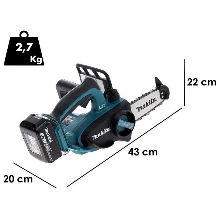 Makita DUC122 LXT akkukäyttöinen oksasaha, 18 V, 3 Ah, 11,5 cm