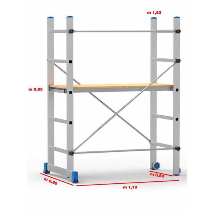 Marchetti Minio alumiiniteline sisäkäyttöön, 152 cm, 120 kg