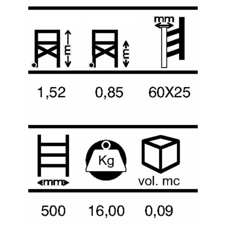 Marchetti Minio alumiiniteline sisäkäyttöön, 152 cm, 120 kg