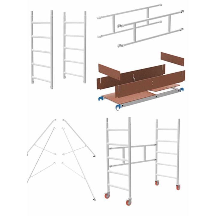 Marchetti SMART TOWER rakennusteline, alumiini, 75 × 166 cm, enintään 516 cm