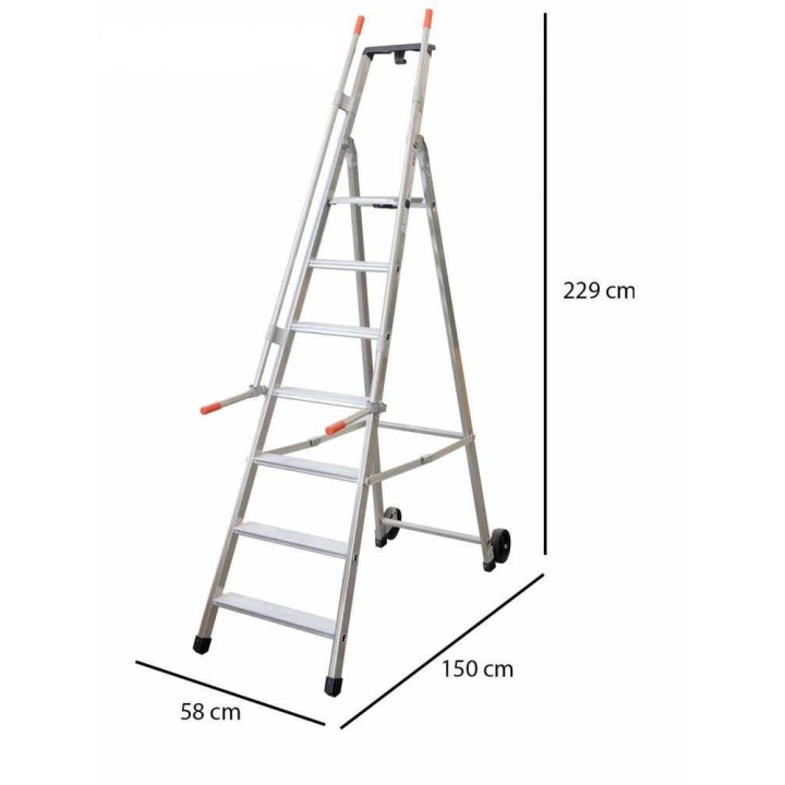 Facal Tecnoscala QM-8 alumiinitikkaat, 8 askelmaa, 2,52 m, 150 kg