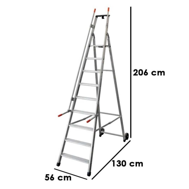Facal Mayora QM-9 alumiinitikas, 9 askelmaa, työskentelykorkeus 385 cm
