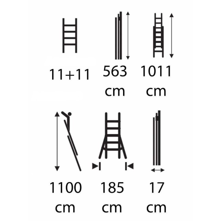 Facal Roller R56-2S alumiinitikas, 2 × 18 puolaa, työskentelykorkeus 1 100 cm