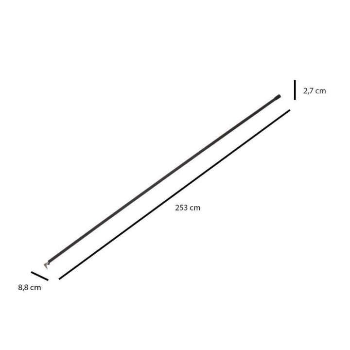 ExtraLight 250 cm kiinteä alumiinijatkovarsi oliivinkerääjille, 34 mm