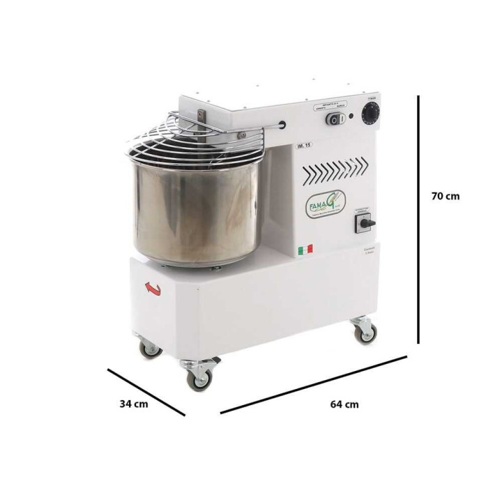 Famag IM 15/230 1 Velocità -kierrekoukkuinen taikinakone, 12 kg, 750 W