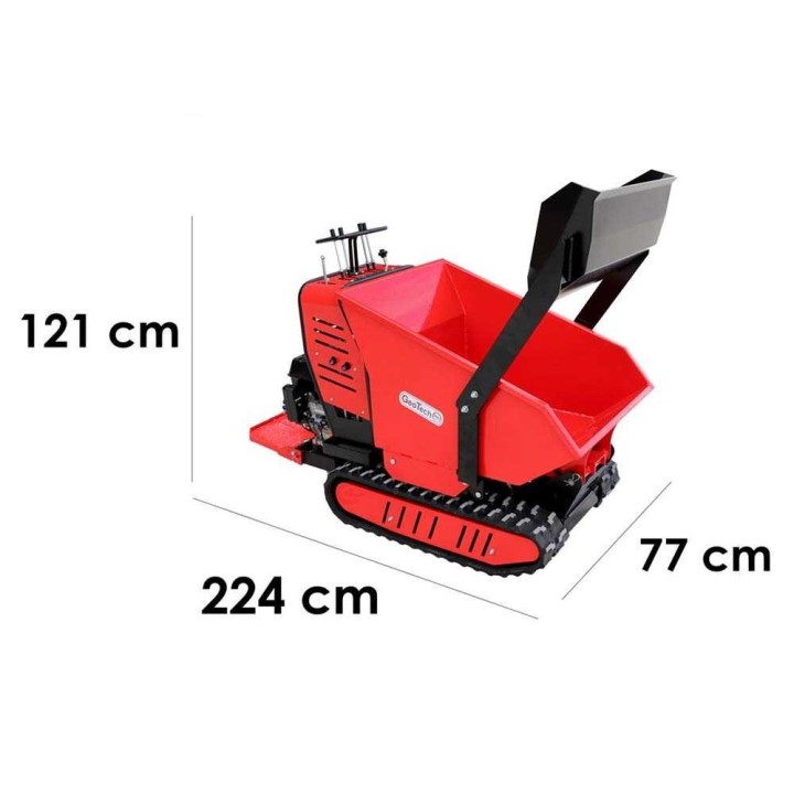 Geoporter 550 DHS Hydro telavetoinen moottorikottikärry, 500 kg, 9 HP, hydraulinen dumper-lava