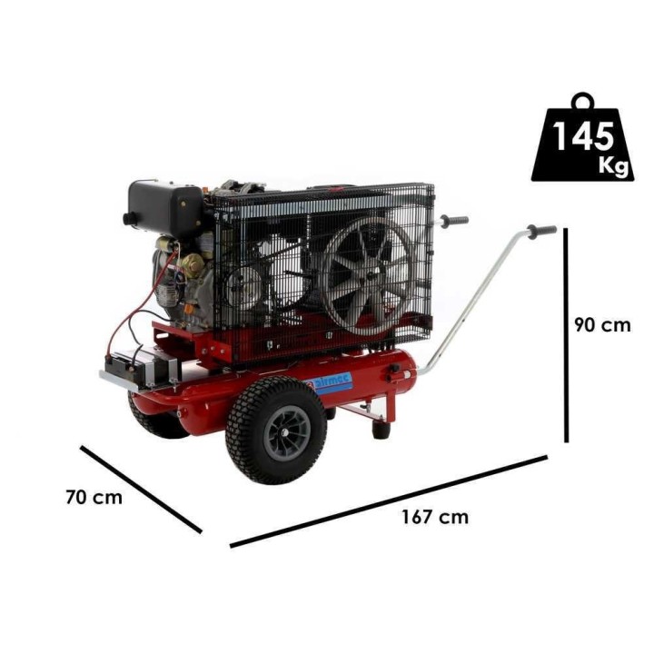 Airmec TTD 3460/650 -moottorikompressori, diesel, 6 HP, 650 l/min