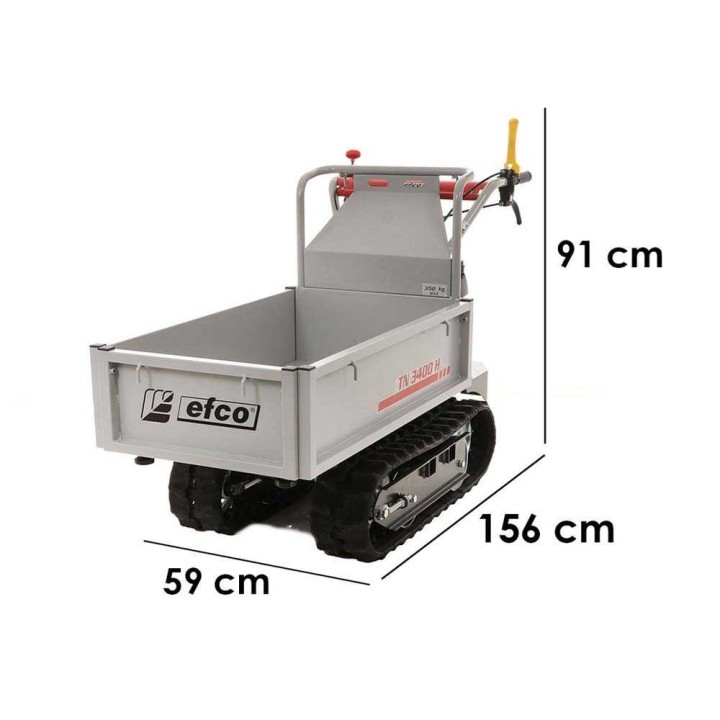 Efco TN 3400 H telaketjukärry, 350 kg, Honda GCVX 170, laajennettava lava