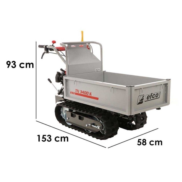 Efco TN 3400 K telaketjumoottorikärry, jatkettava kuormalava, 350 kg, 3,9 HP