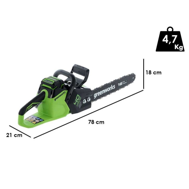 Greenworks GD40CS18 akkumoottorisaha, 40 V, 4,0 Ah, terälevy 40 cm