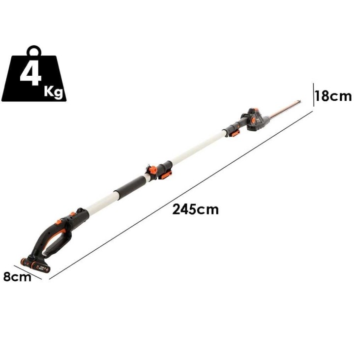 Worx WG252E akkukäyttöinen pensasleikkuri teleskooppivarrella, 20 V, 45 cm