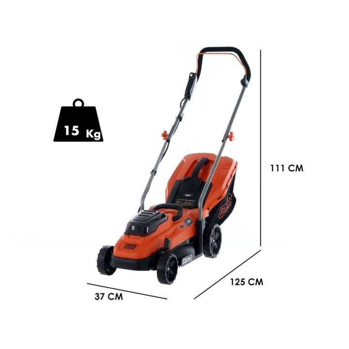 Black & Decker BCMW33184L2-QW akkuruohonleikkuri, 33 cm, 2 × 18 V 4 Ah
